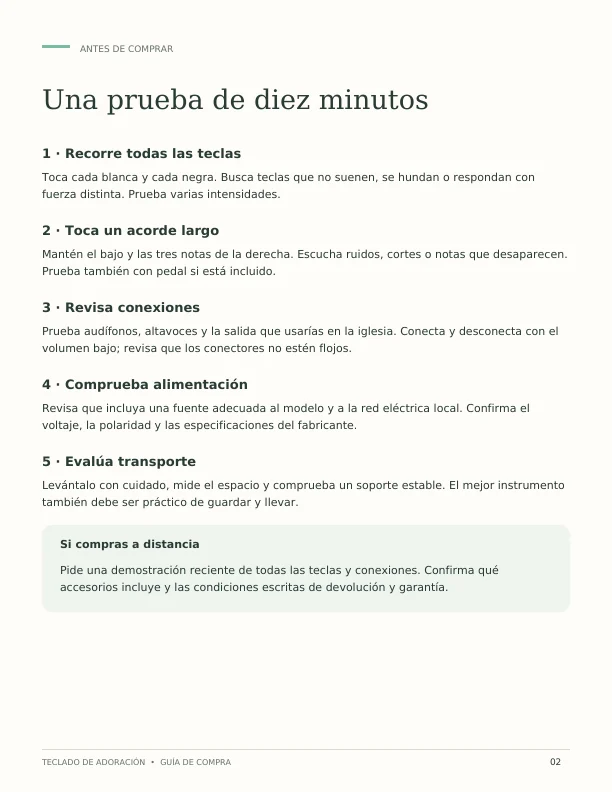Página real de la guía para elegir teclado