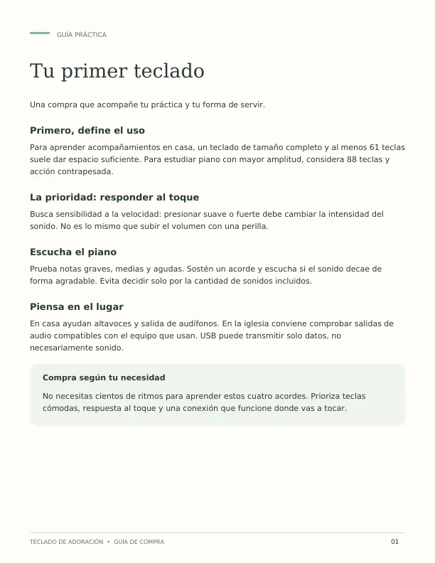Página real de la guía para elegir teclado